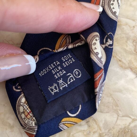 Burberry’s of London Clocks Nova Check Print 100% Silk Tie - Picture 11 of 13